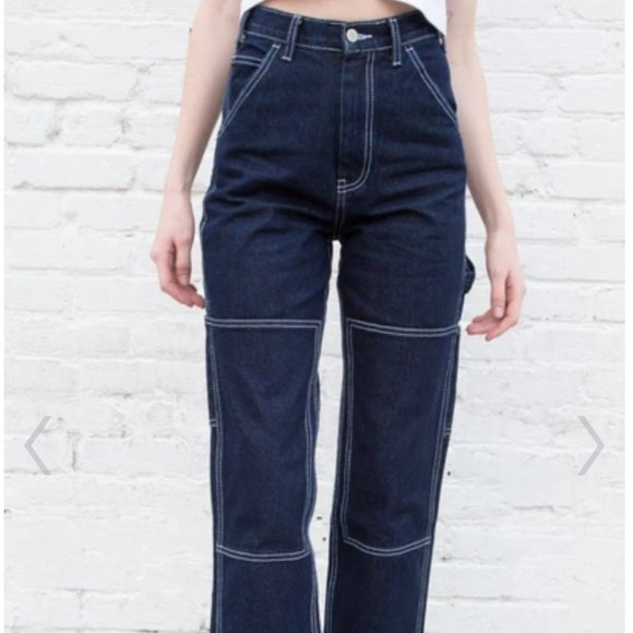 Brandy Melville Denim - Brandy Melville Ariana Dark Wash Painter Pants
